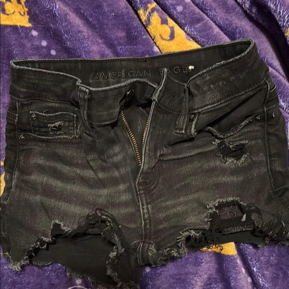 American Eagle Outfitters Black Distressed Women's Shorts
